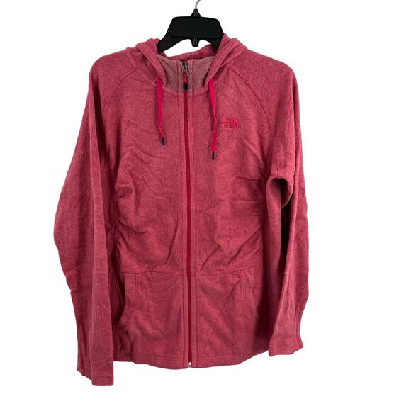The North Face Pink Zip‎ Front Hooded Fleece Jacket Large - Picture 1 of 5